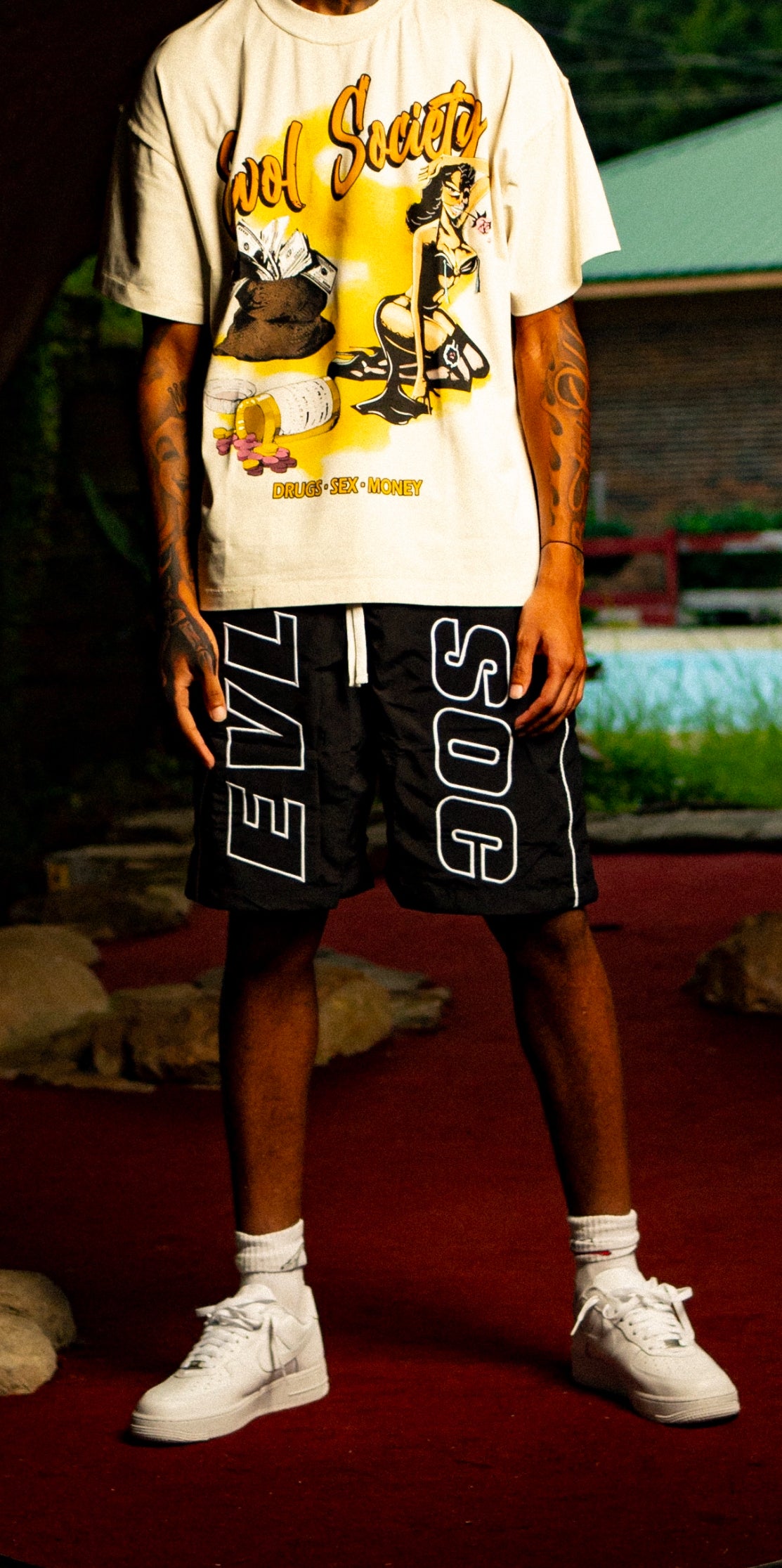 BLACK EVLSOC SHORTS