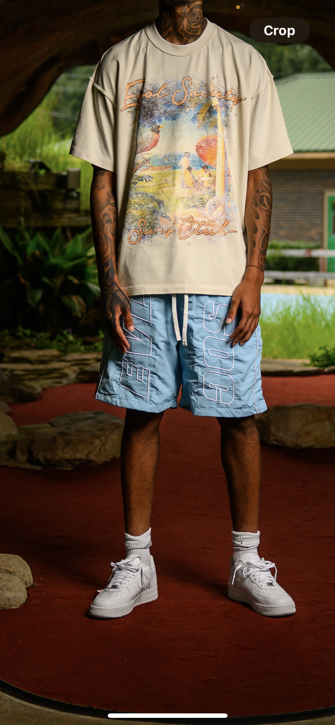 BLUE EVLSOC WINDBREAKER SHORTS