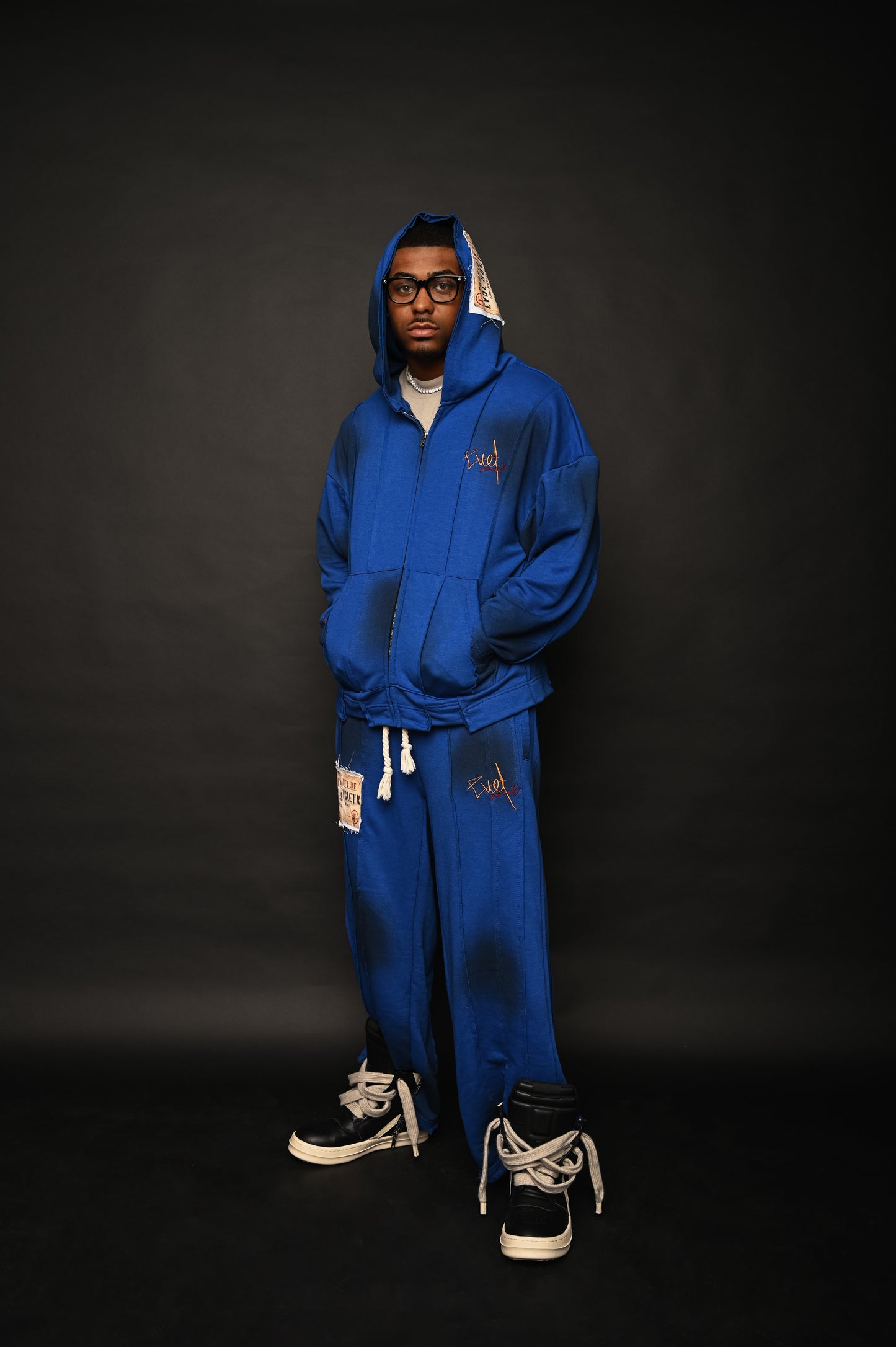 BLUE “EVL LAYERED”SWEATSUIT