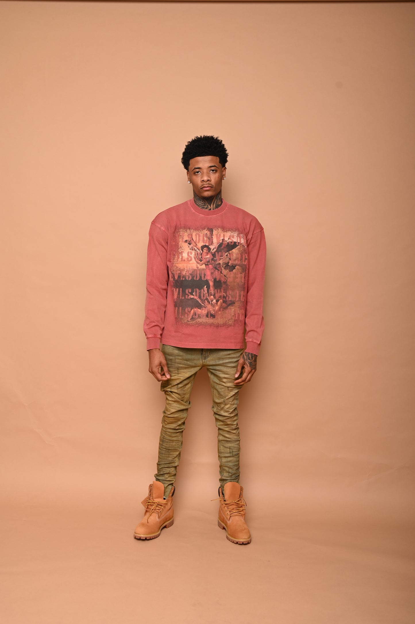 WASHED RED “HEAVEN SENT” T SHIRT