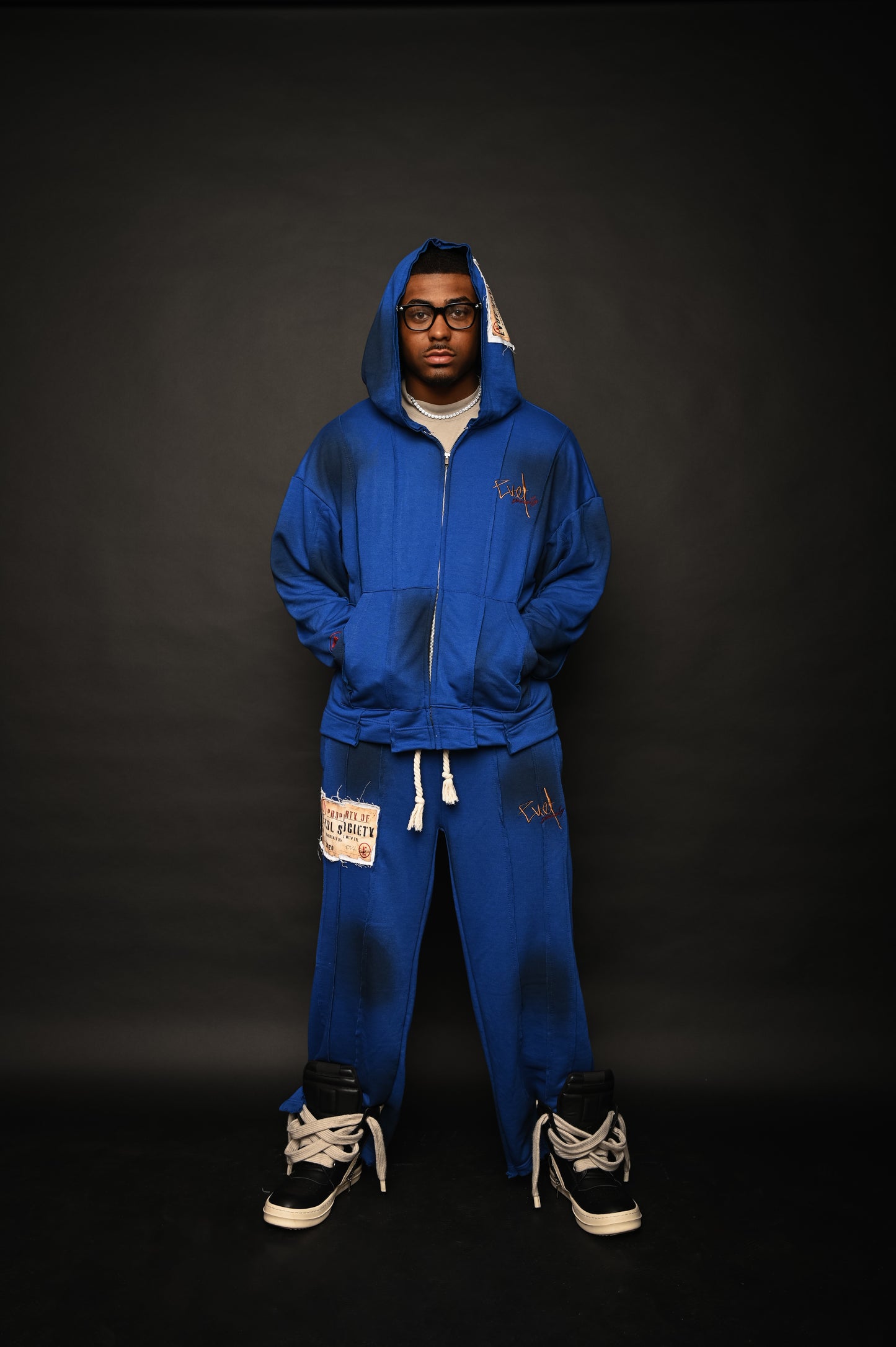 BLUE “EVL LAYERED”SWEATSUIT