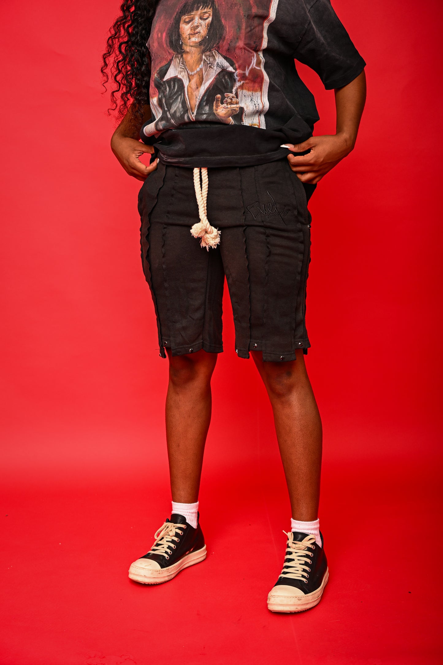BLACK LAYERED SHORTS