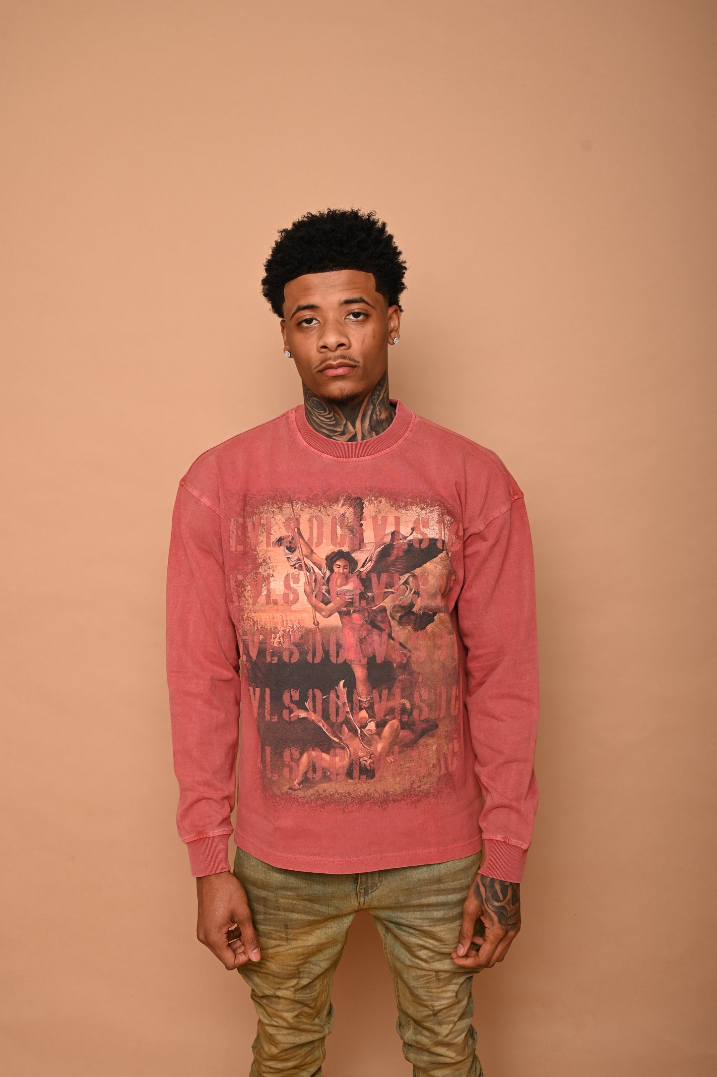 WASHED RED “HEAVEN SENT” T SHIRT