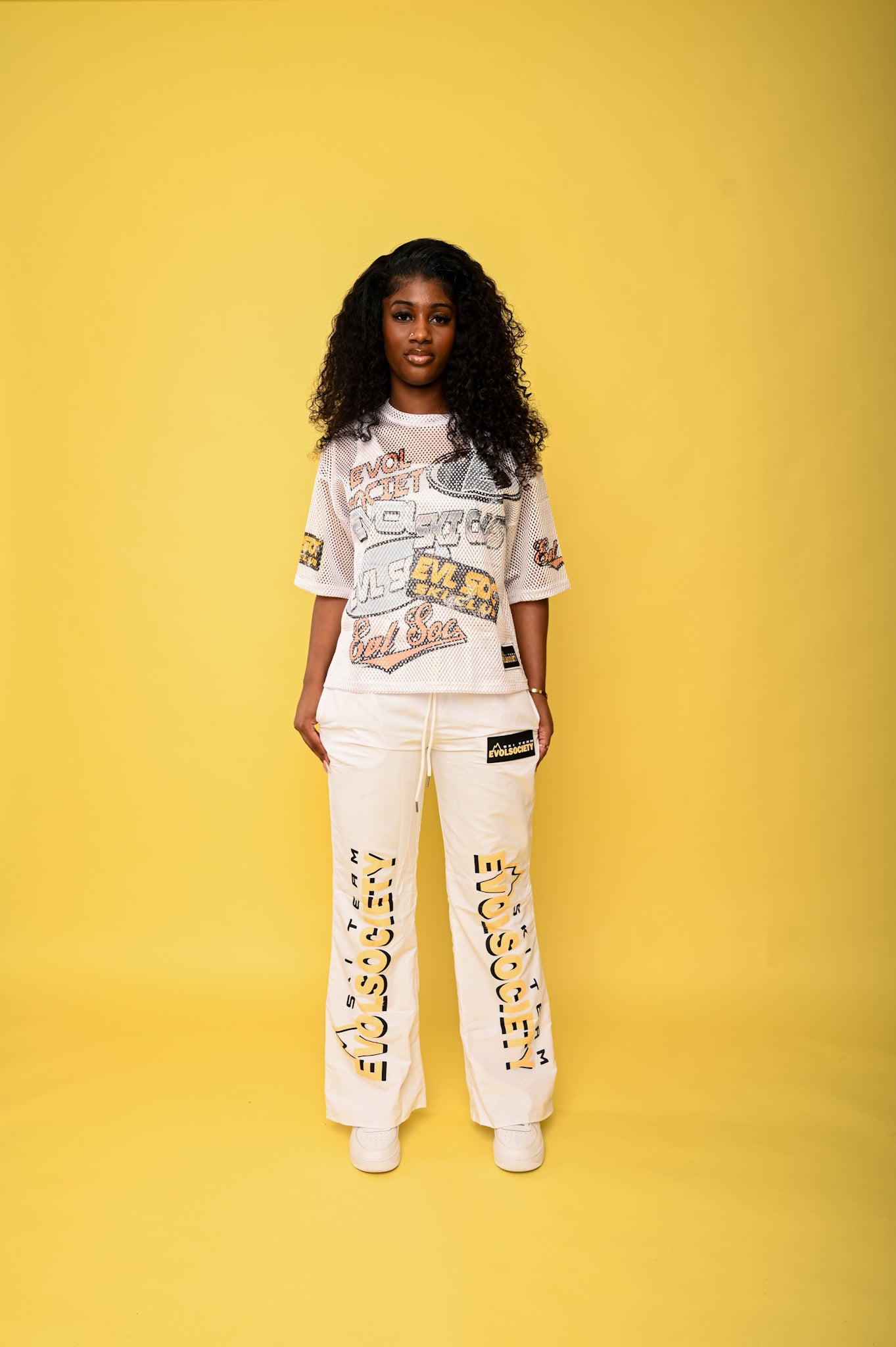 WHITE “EVL SKI” WINDBREAKER PANTS