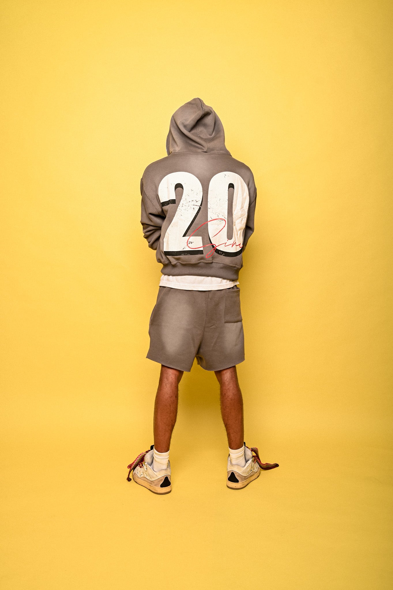 GREY “EVL SKI” SHORTS SET