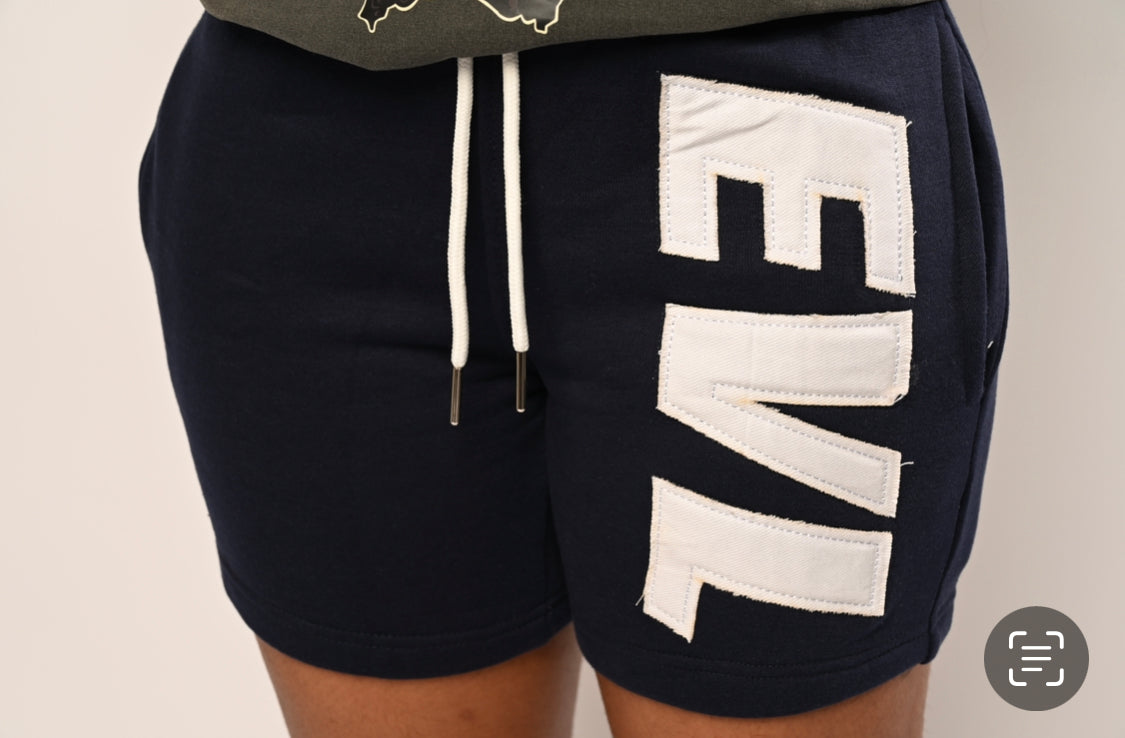 BLUE EVL COTTON SHORTS