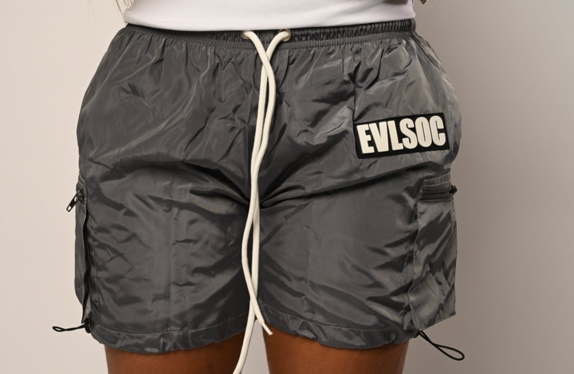 GREY EVL WINDBREAKER SHORTS