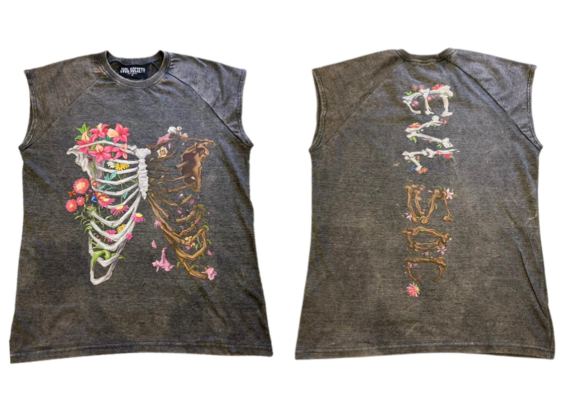 Grey “EVL Ribcage” Cutoff