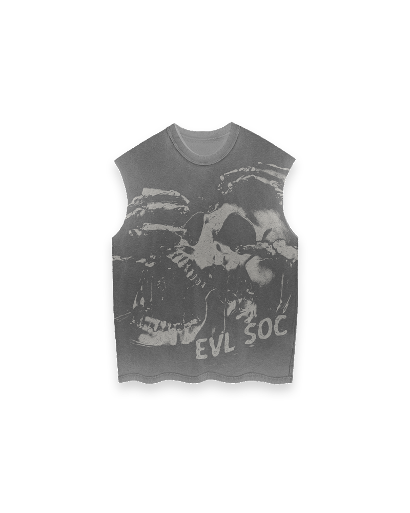 GREY “EVL SKELETON “ Cutoff